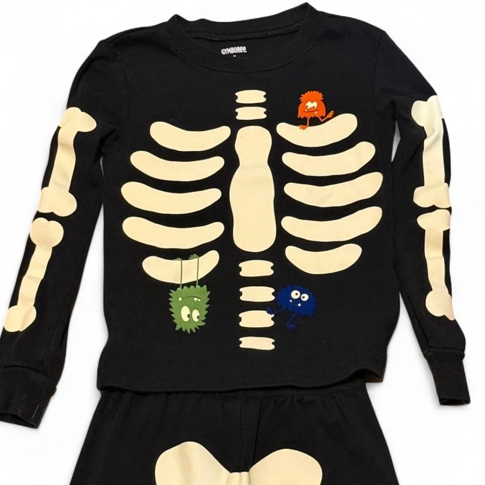 Gymboree Glow In The Dark Skeleton Monster Pajamas Size 7